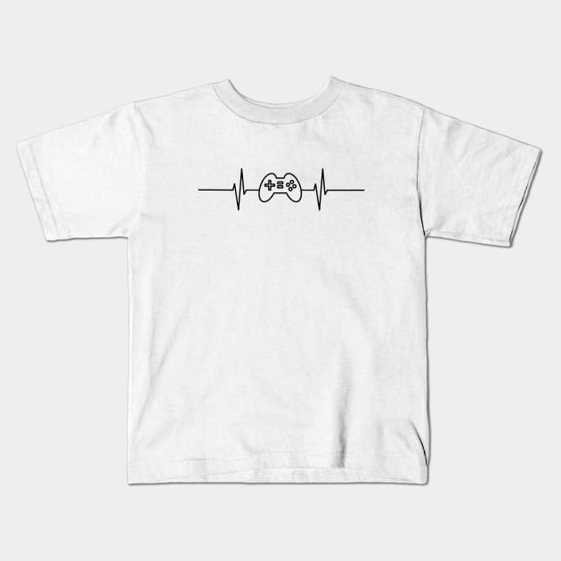 Joypad Heartbeat - Black design Kids T-Shirt by Warp9